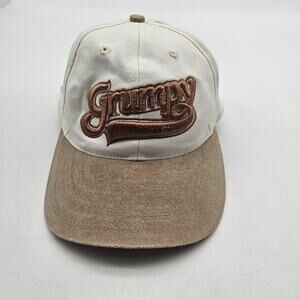 Vintage Disney Grumpy Hat Cap Strap Back One Size Beige Mens Suede Baseball 90s